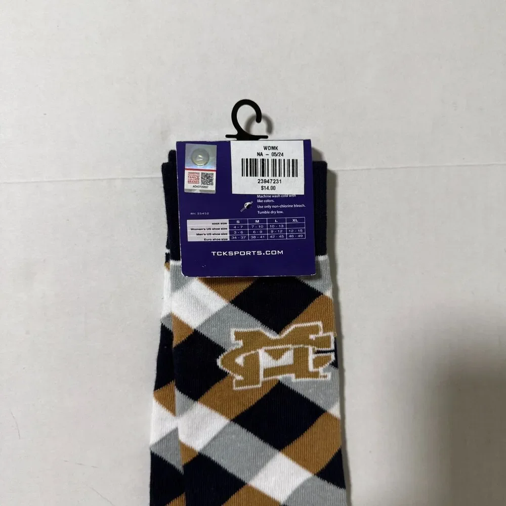TCK Mississippi College MC Logo Diamond Check Crew Socks
